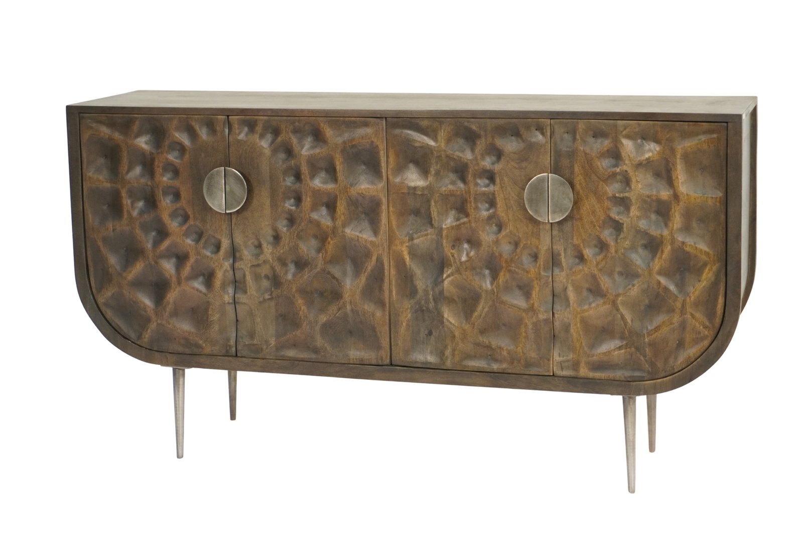 Wooden carved sunburst design 4 door sideboard