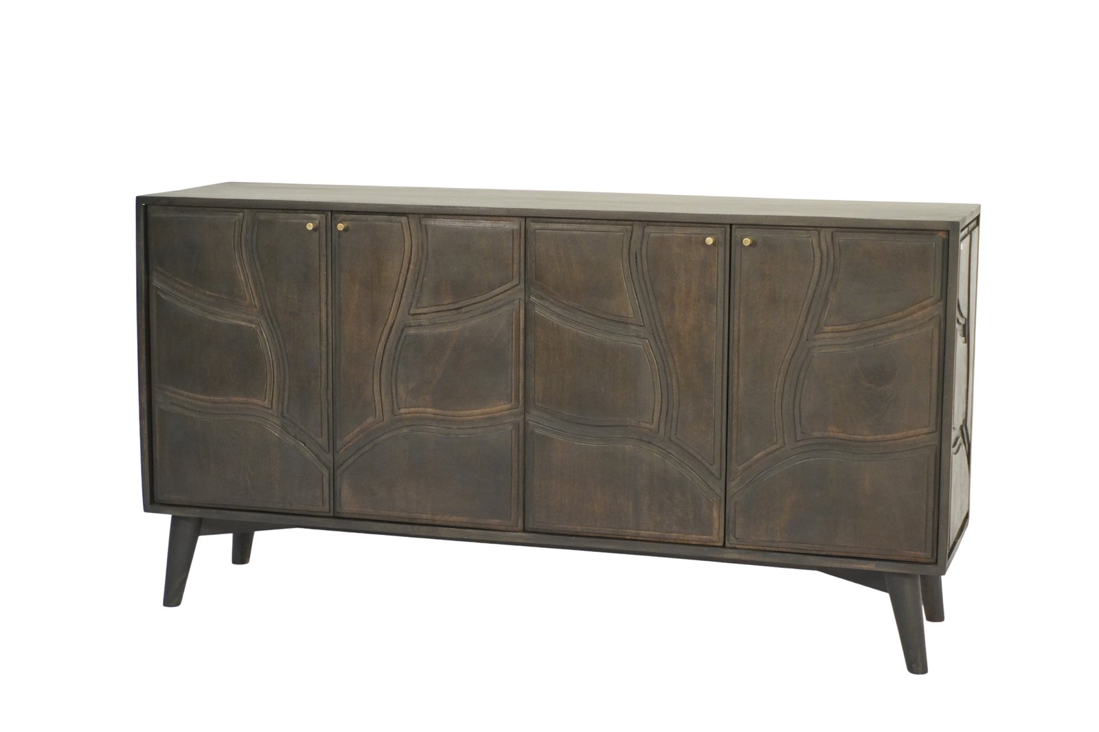 Wooden abstract panel design 4 door sideboard