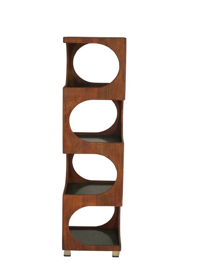 Wooden tall cube shelf with marble tops