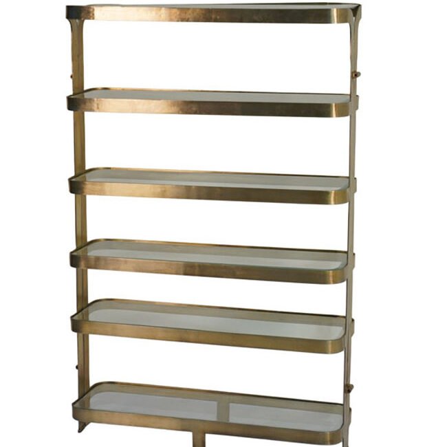 Iron Striped design tall shelf with glass tops