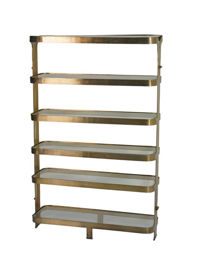 Iron Striped design tall shelf with glass tops