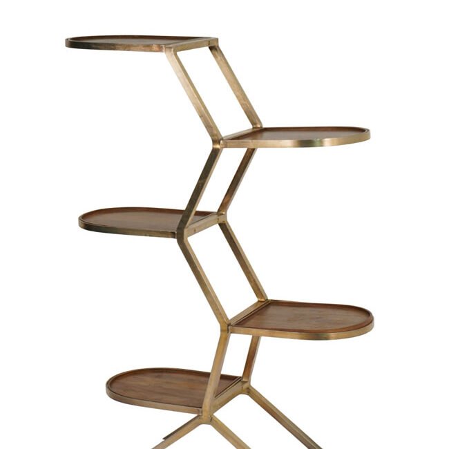Iron branch design shelf with wooden tops