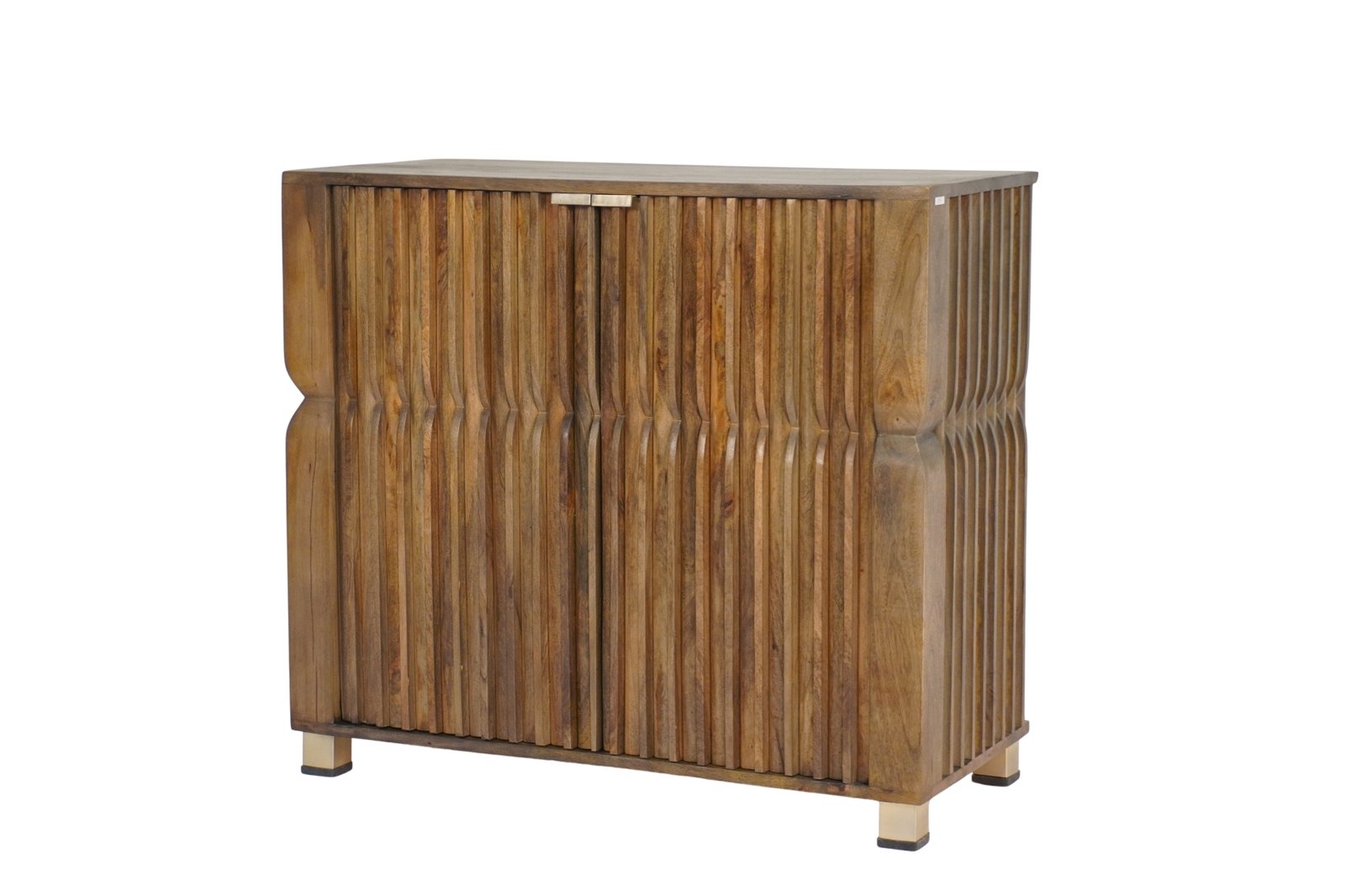Wooden carved pillar design 2 door cabinet