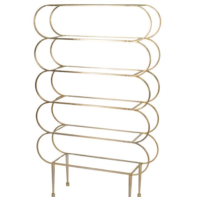 Iron tall scallop design shelf with glass tops