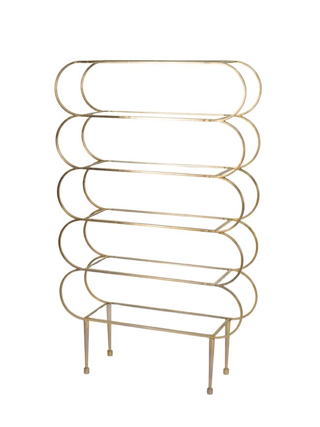 Iron tall scallop design shelf with glass tops