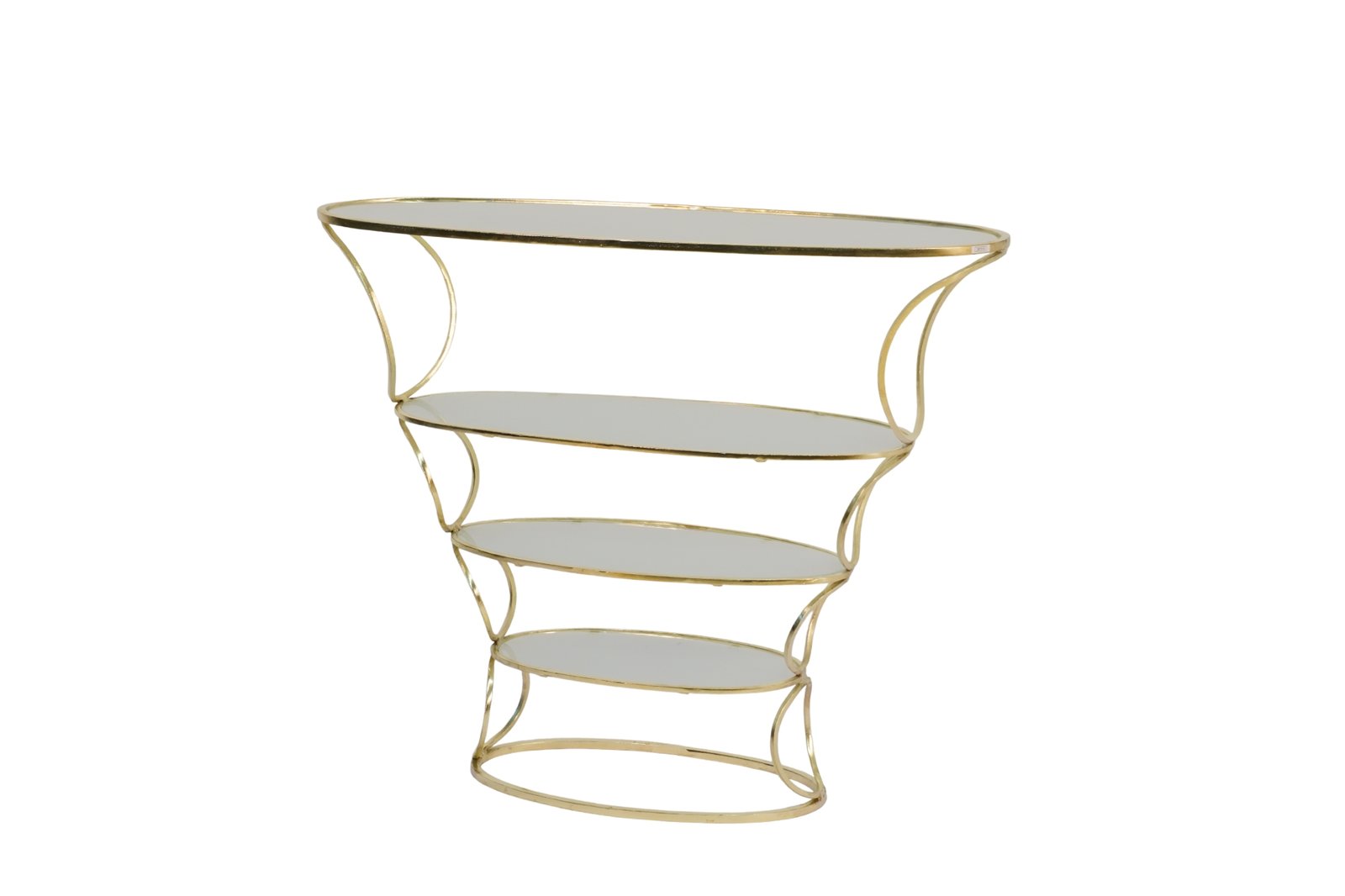 Iron forged oval console with frosted glass tops