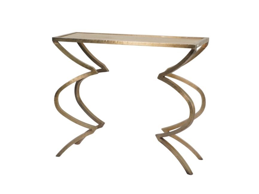 Iron  forged console with Italiand travertine stone top