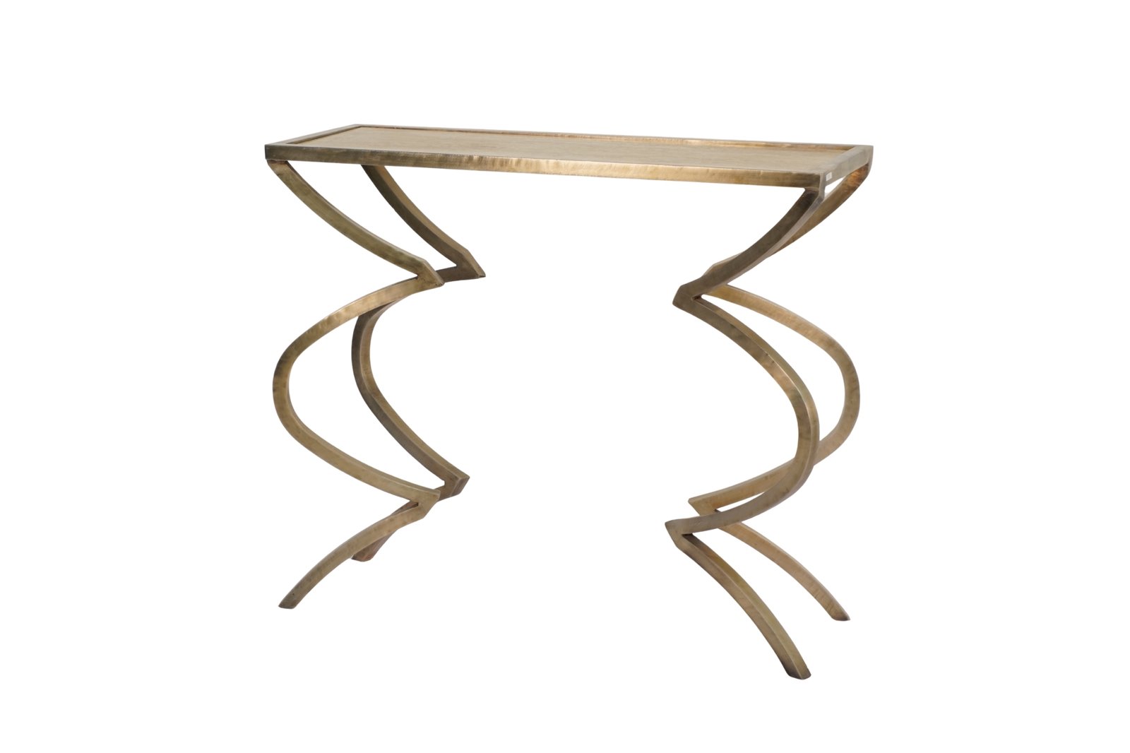 Iron forged console with Italiand travertine stone top