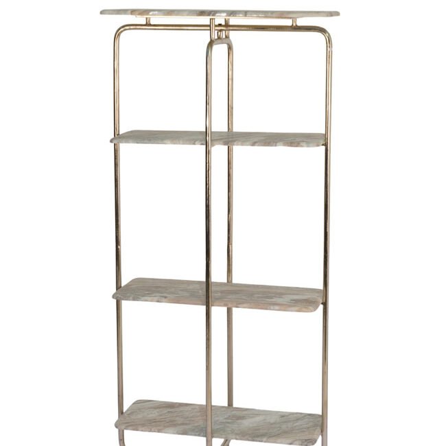 Iron forged tall shelf with marble tops