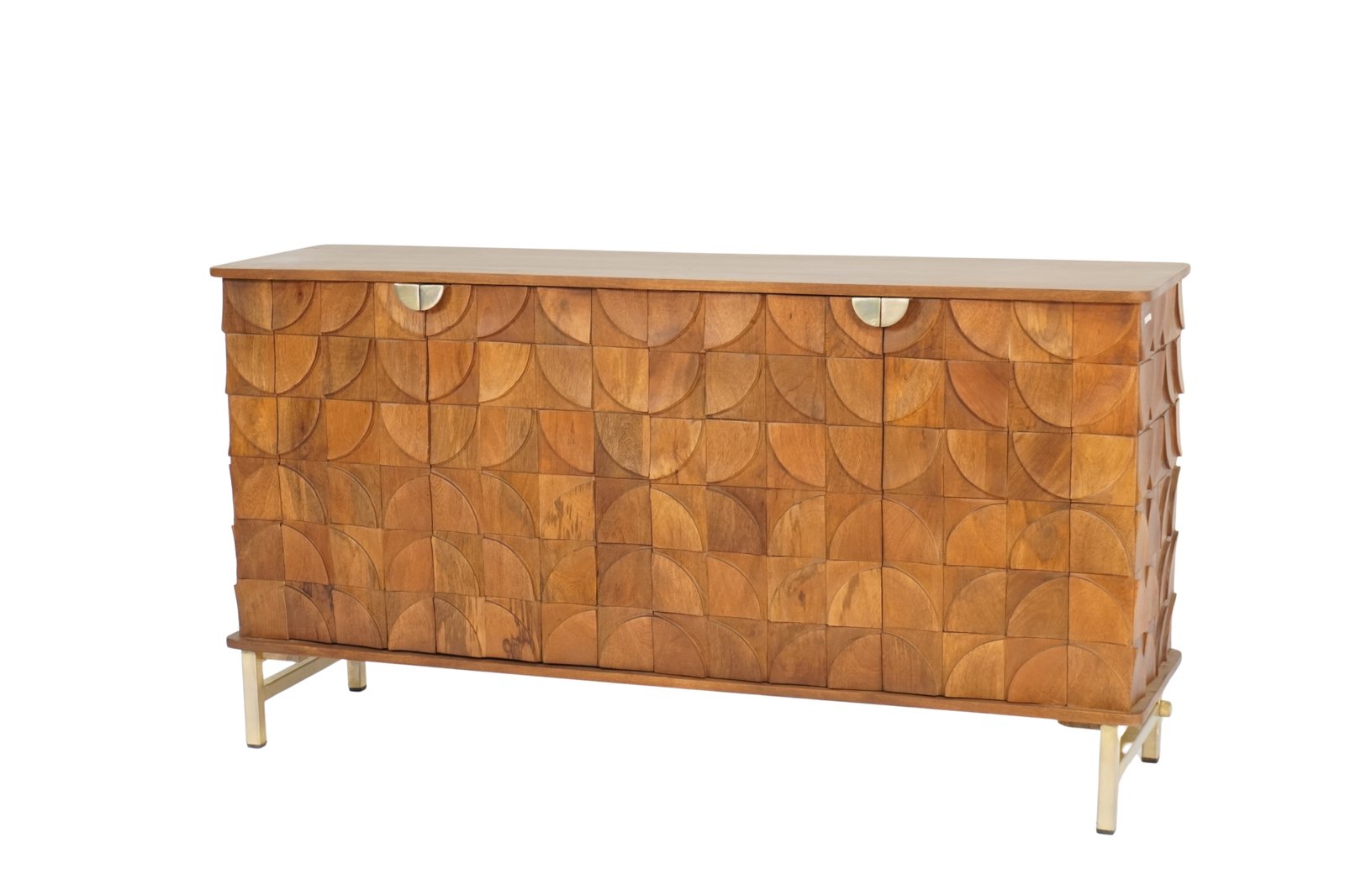 Wooden leaf carved parqutery design 4 door sideboard