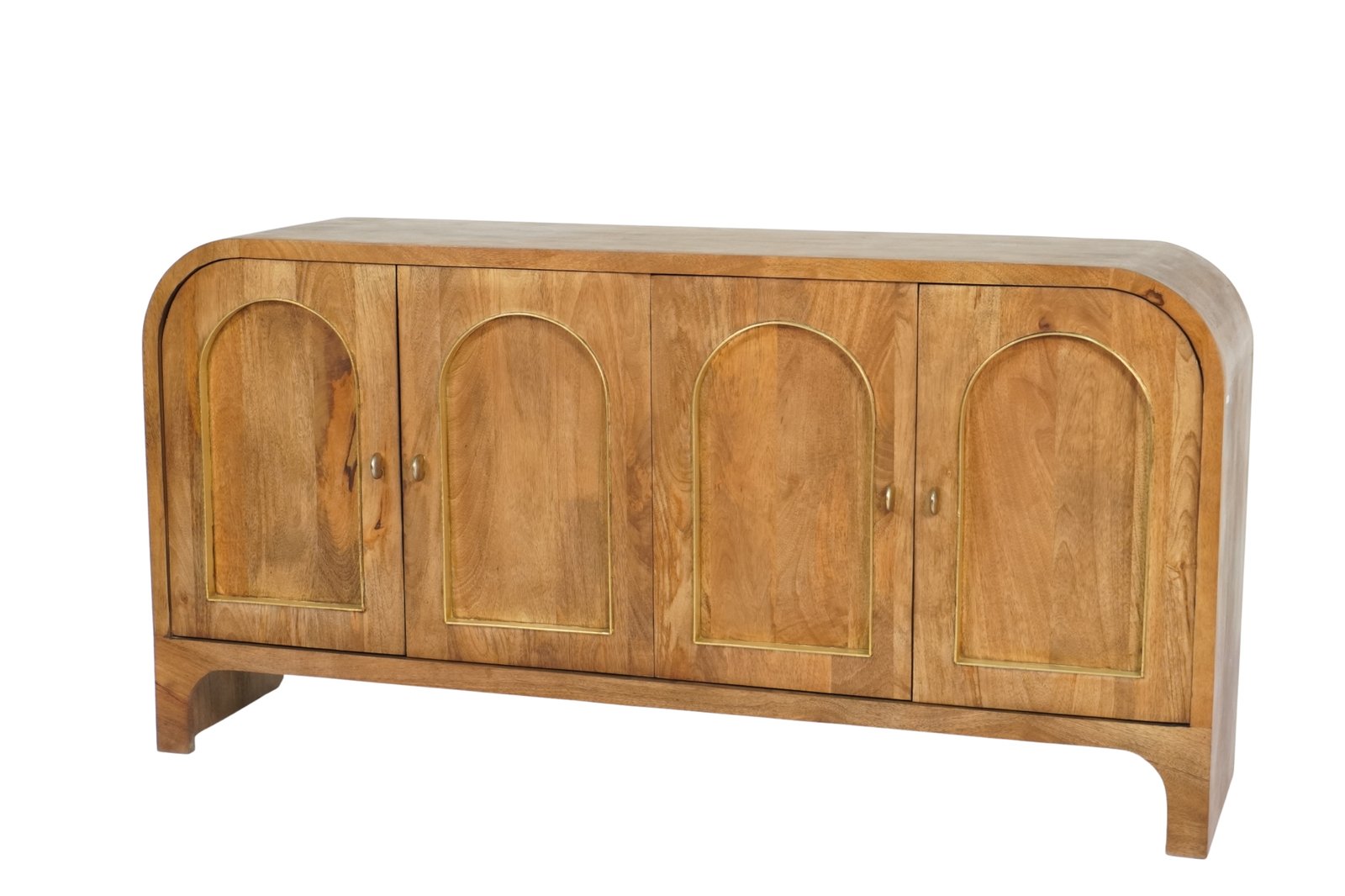 Wooden arch design 4 door sideboard with brass cladded edges