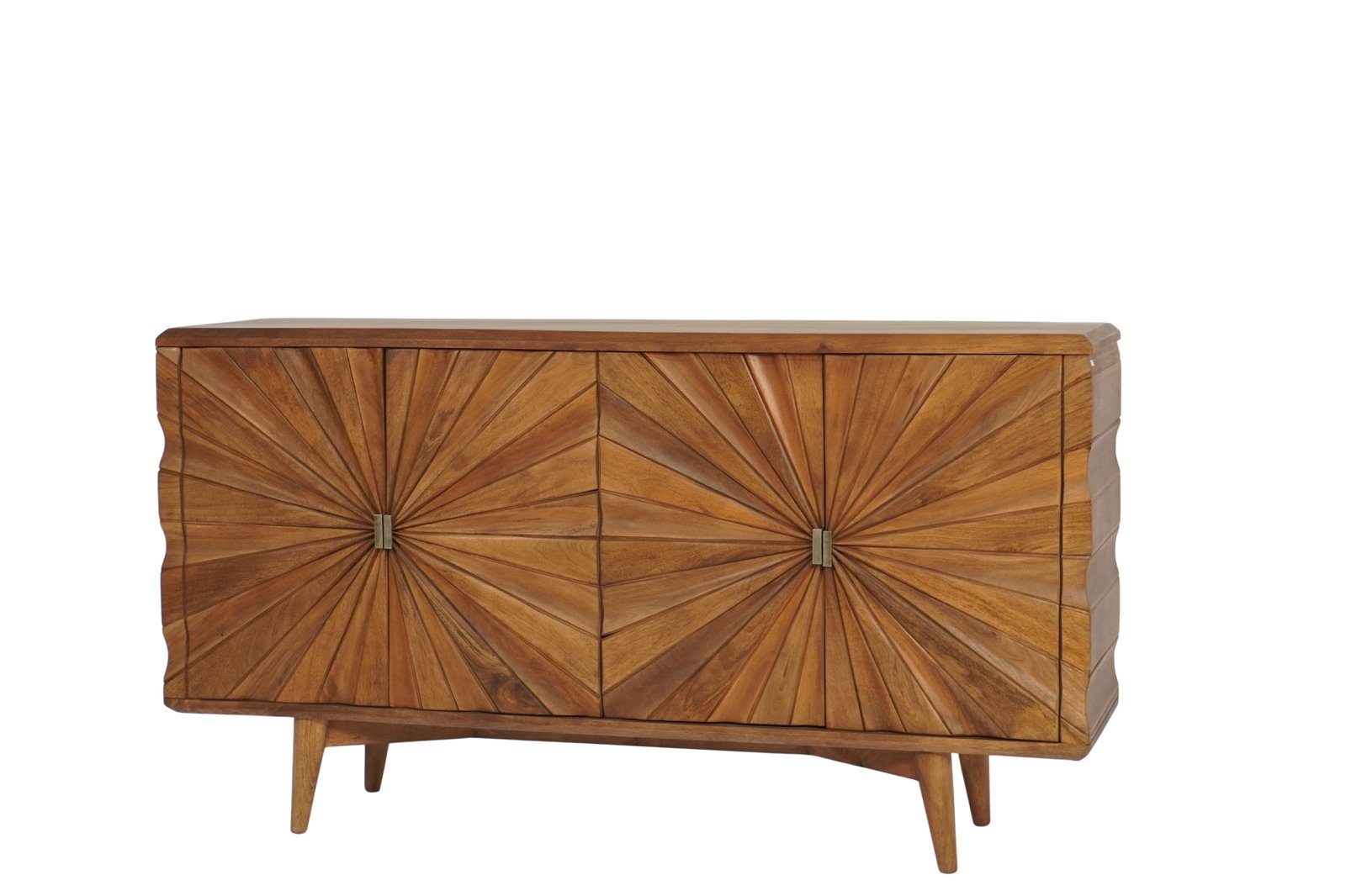 Wooden carved sunburst design 4 door sideboard