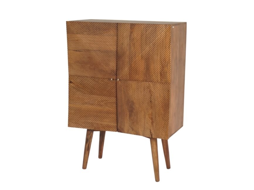 Wooden line carved diamond design cabinet