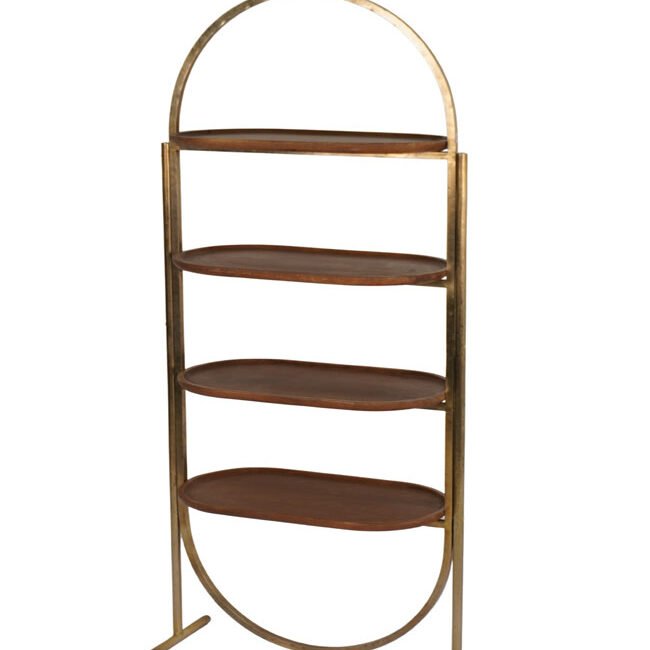 Iron single panel shelf with wooden tops