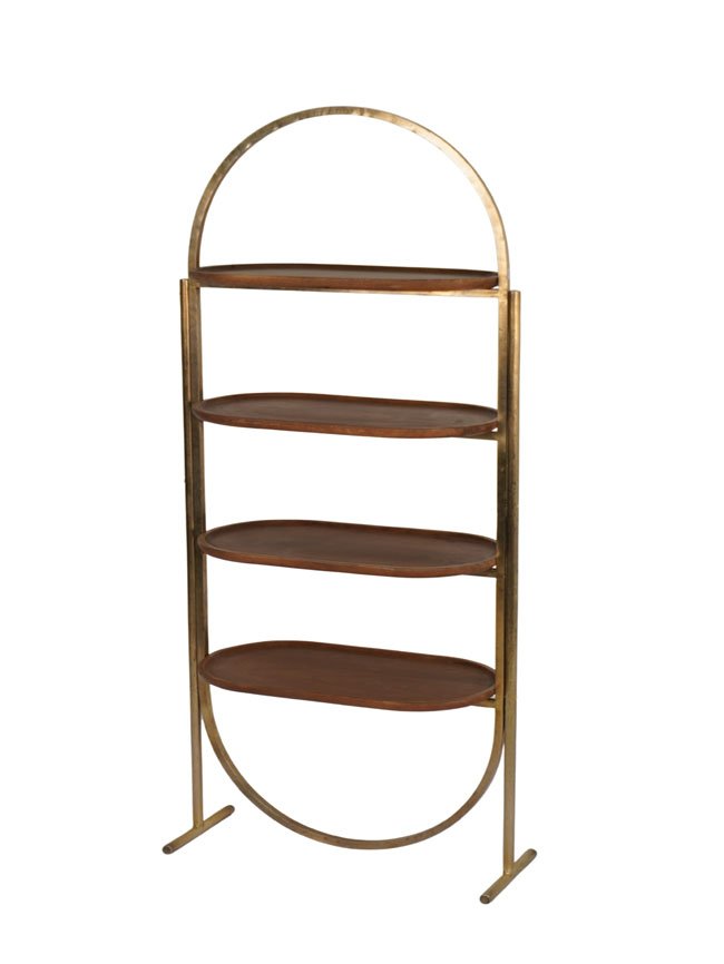 Iron single panel shelf with wooden tops