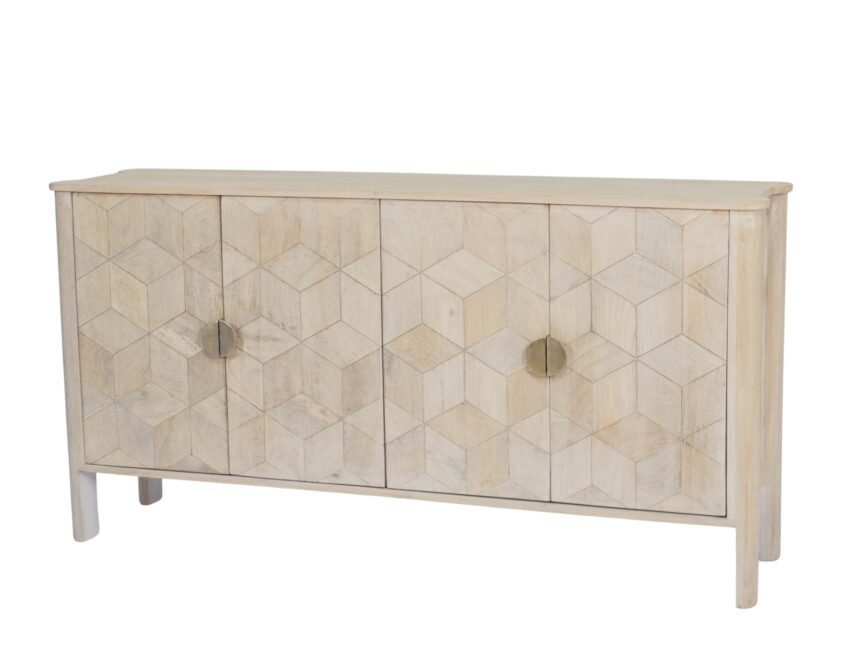 Wooden Brass inlay design 4 door sideboard