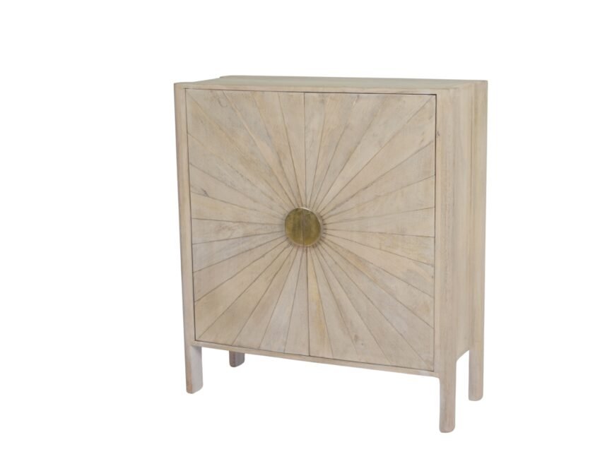 Wooden Brass inlay sunburst design cabinet