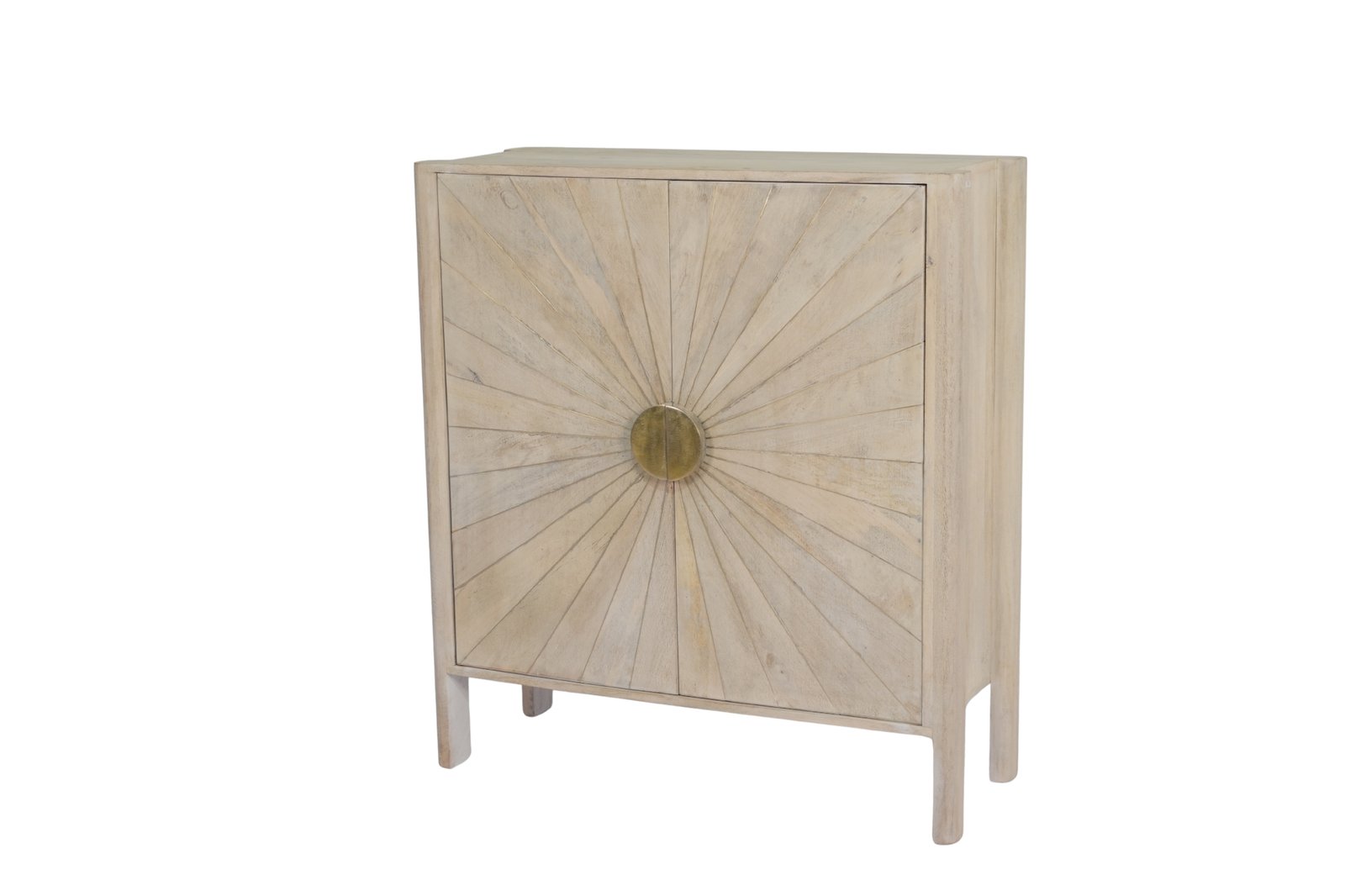 Wooden Brass inlay sunburst design cabinet