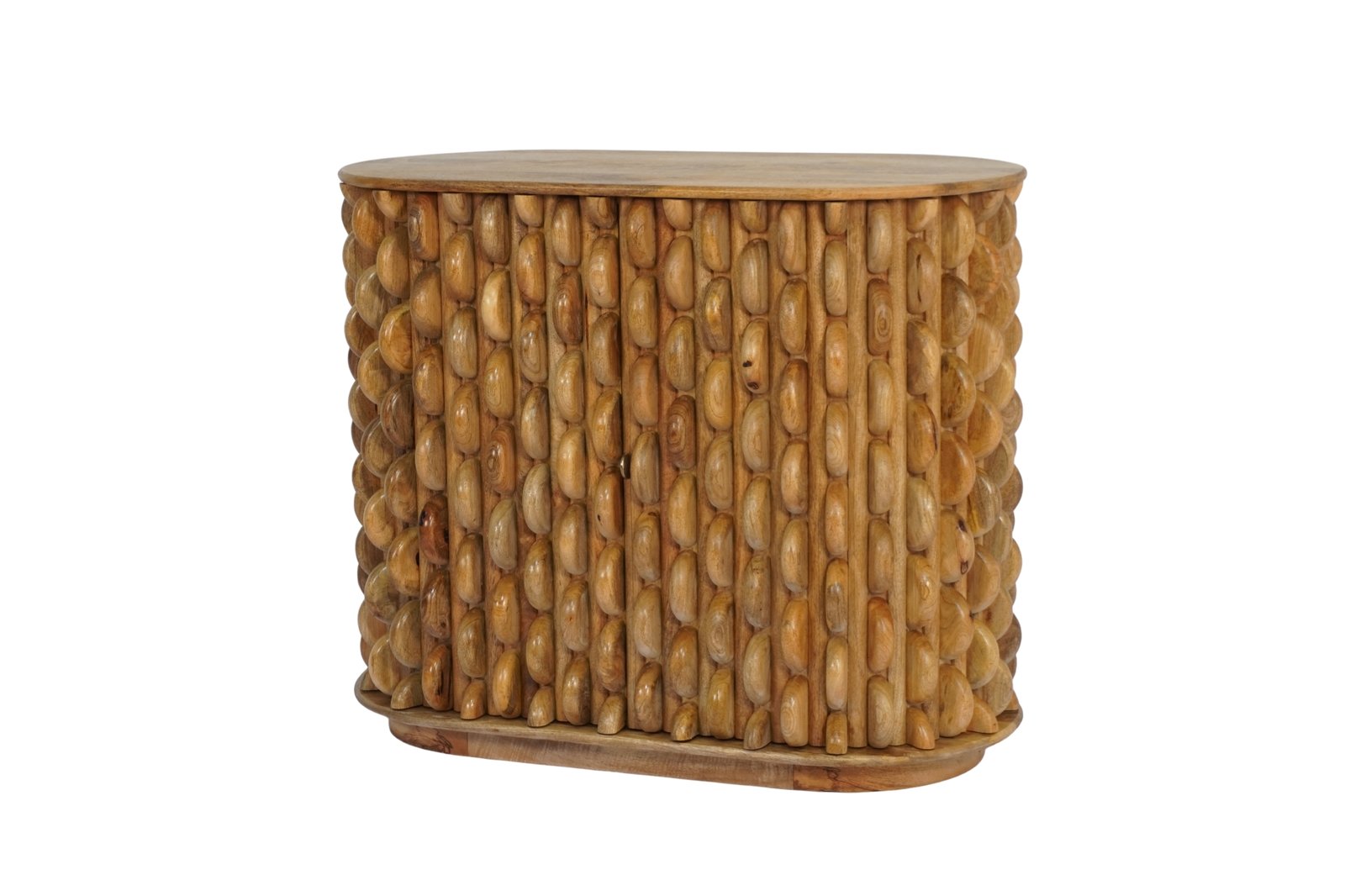 Wooden multi disc design capsule shape cabinet