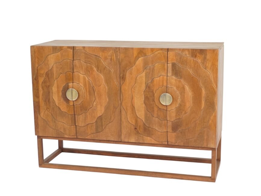 Wooden chevron parqutery design sideboard