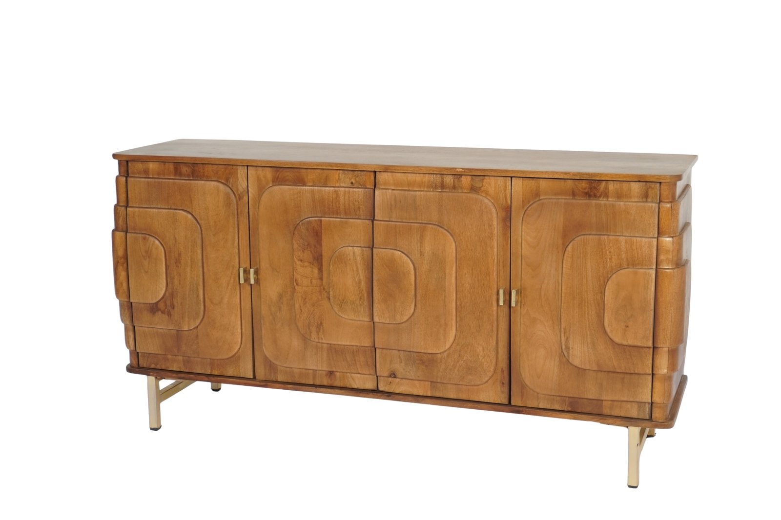 Wooden retro panel design 4 door sideboard