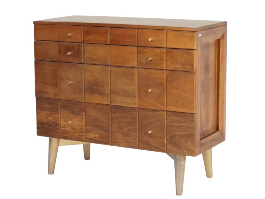 Wooden square tile design 4 drawer cabinet