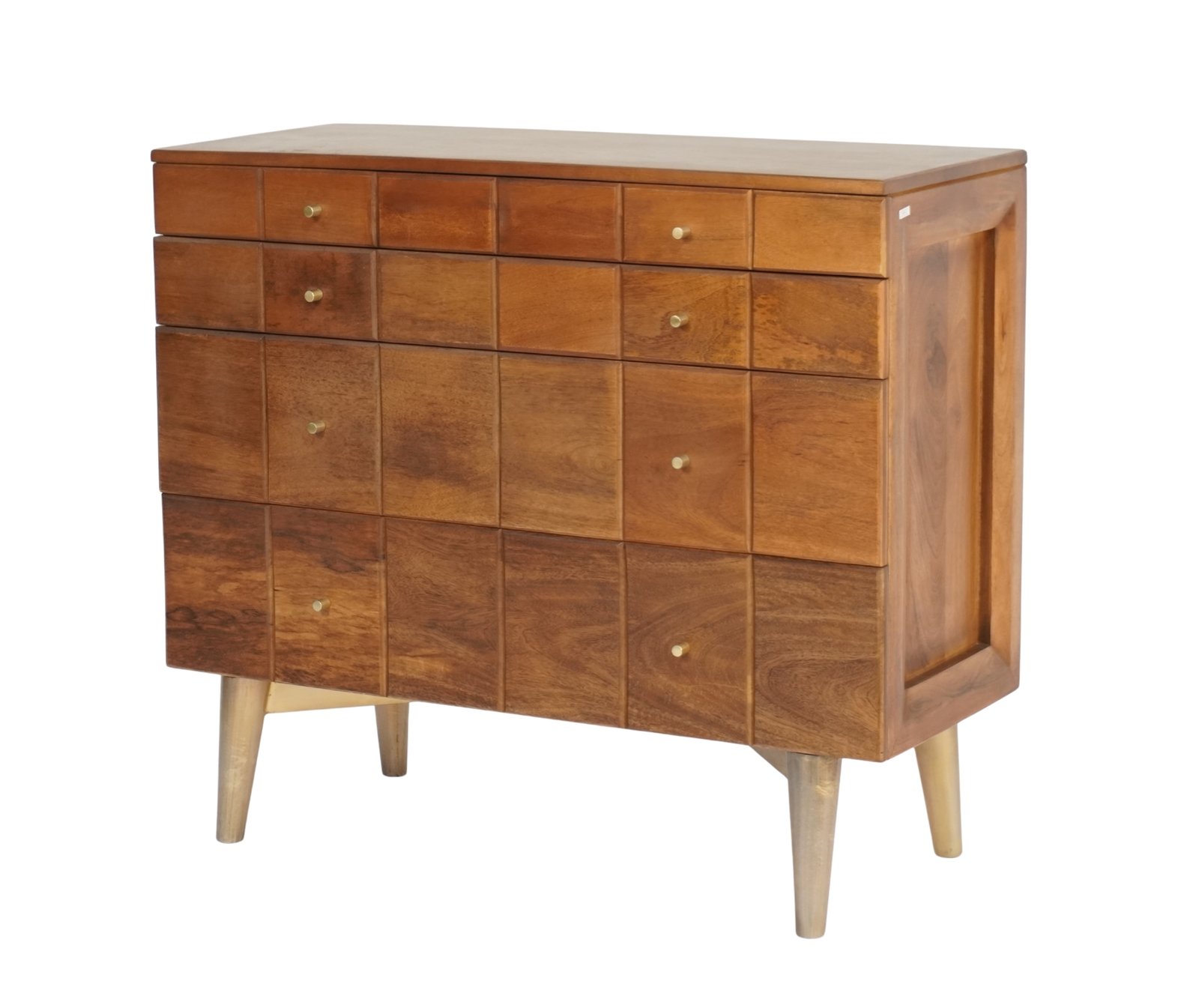 Wooden square tile design 4 drawer cabinet