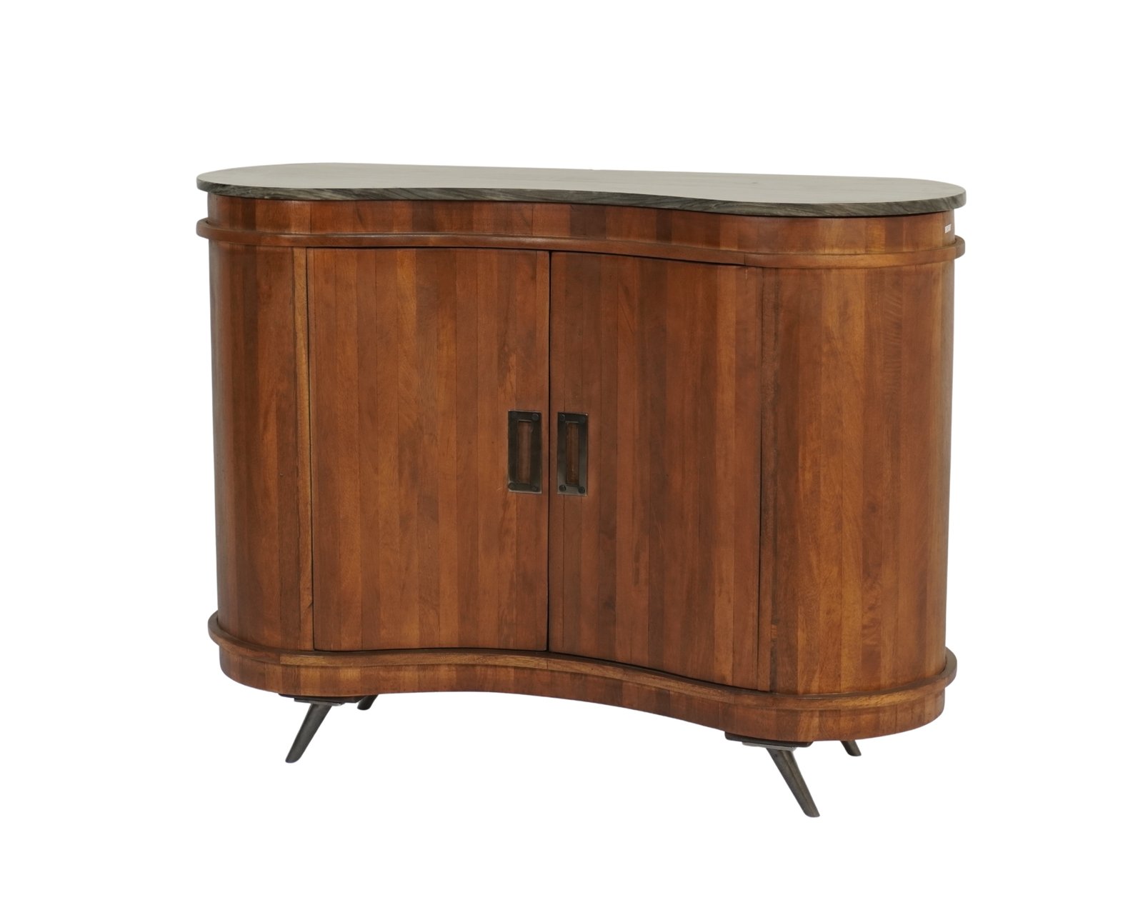 Wooden bean shape cabinet with marble top