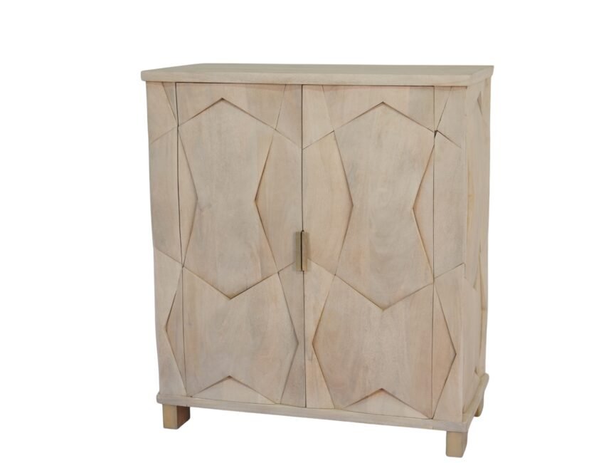Wooden abstract panel design cabinet