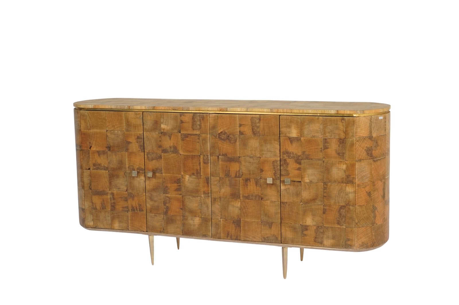 Wooden square parqutery design sideboard with cladded edge