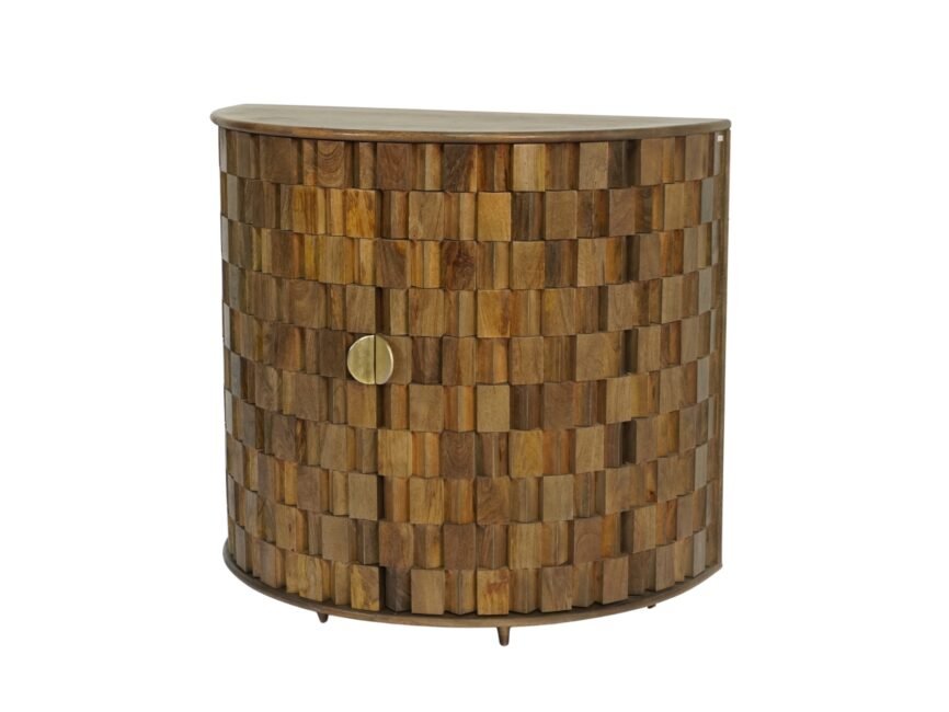 Wooden cube design demi lune cabinet