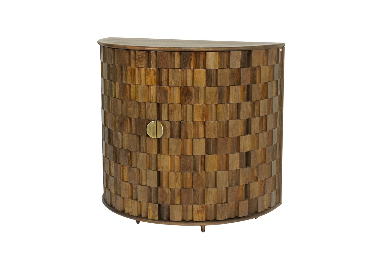 Wooden cube design demi lune cabinet