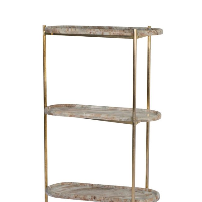 Iron forged 3 leg shelf with marble tray tops