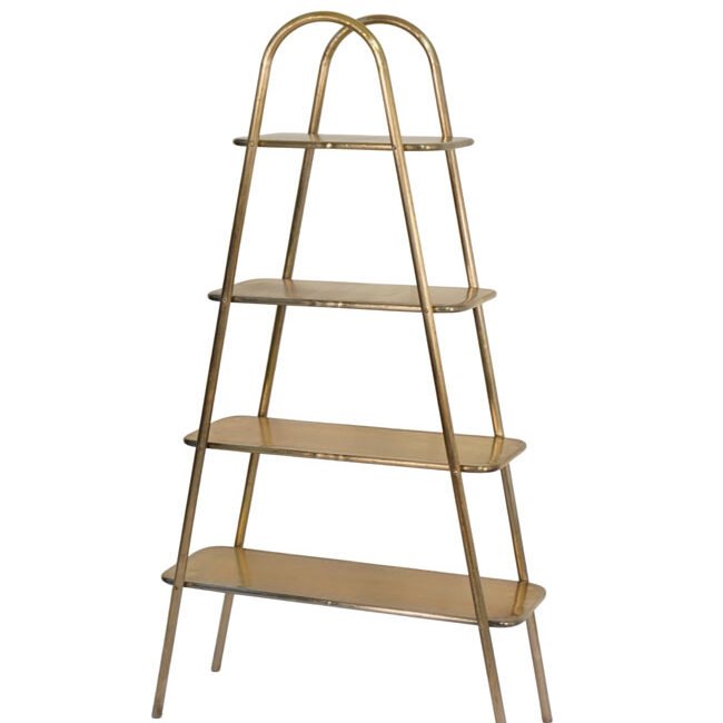 Iron tall A design shelf with sheet tops