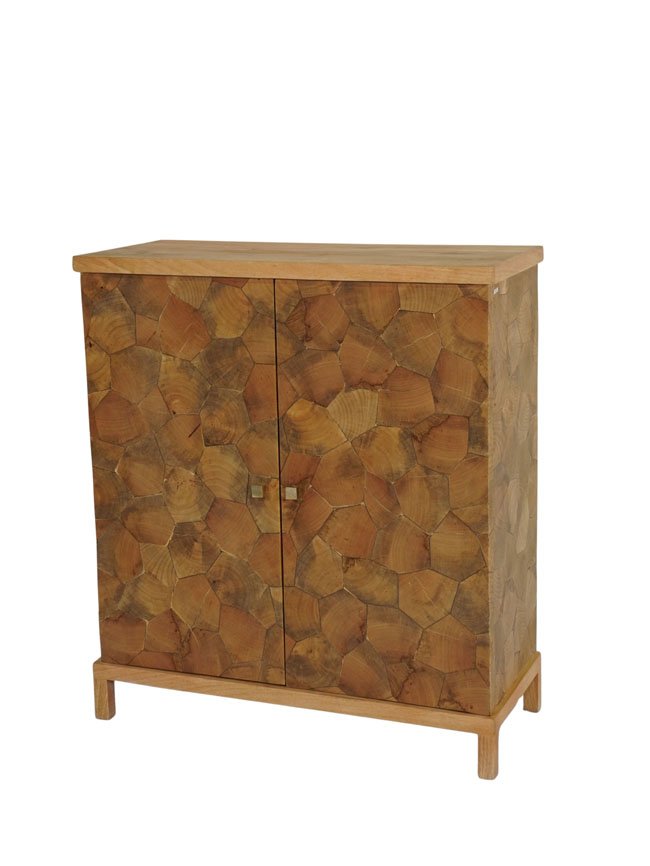 Wooden block parqutery design cabinet