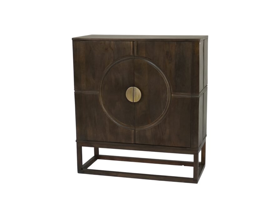 Wooden circle carved 2 door cabinet