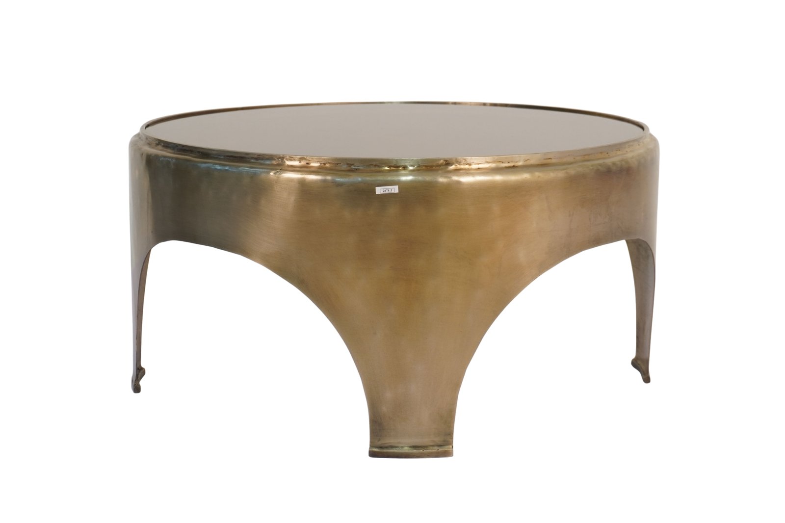 Iron forged dome design coffee table with amber glass top