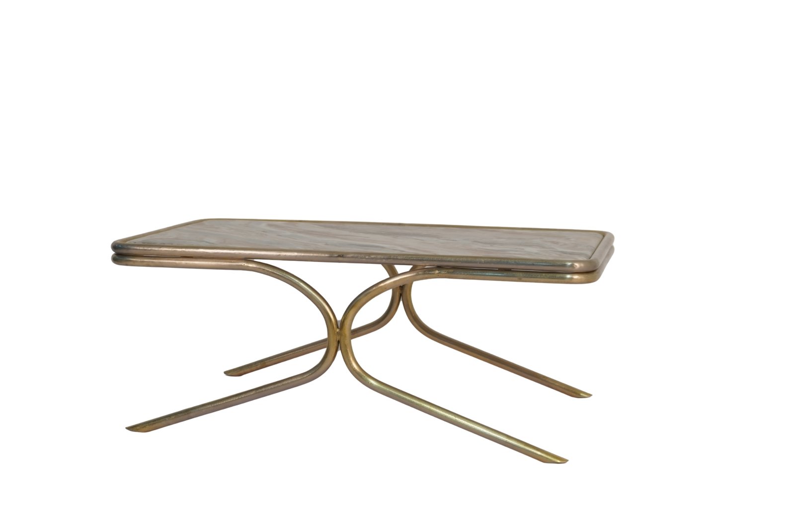 Iron forged groove dsign coffee table with marble top