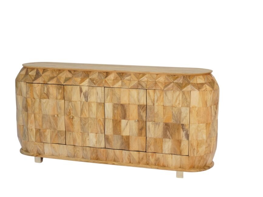 Wooden barrel design 4 door sideboard