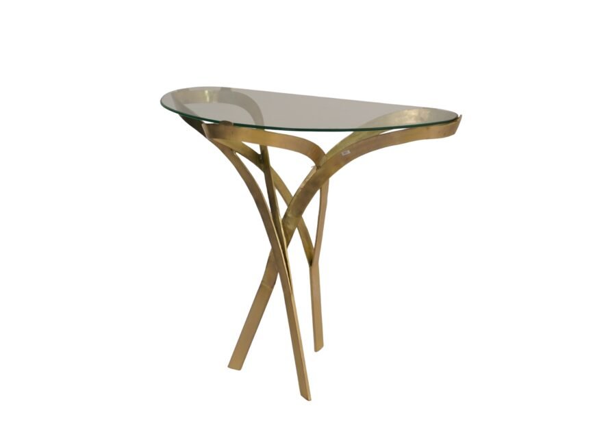 Iron branch design console with glass top