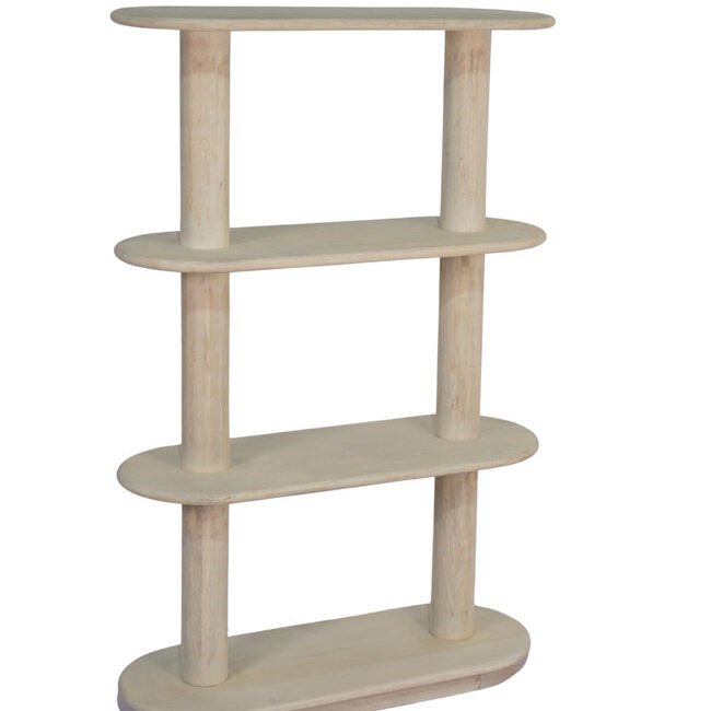 Wooden oval pillar design tall shelf
