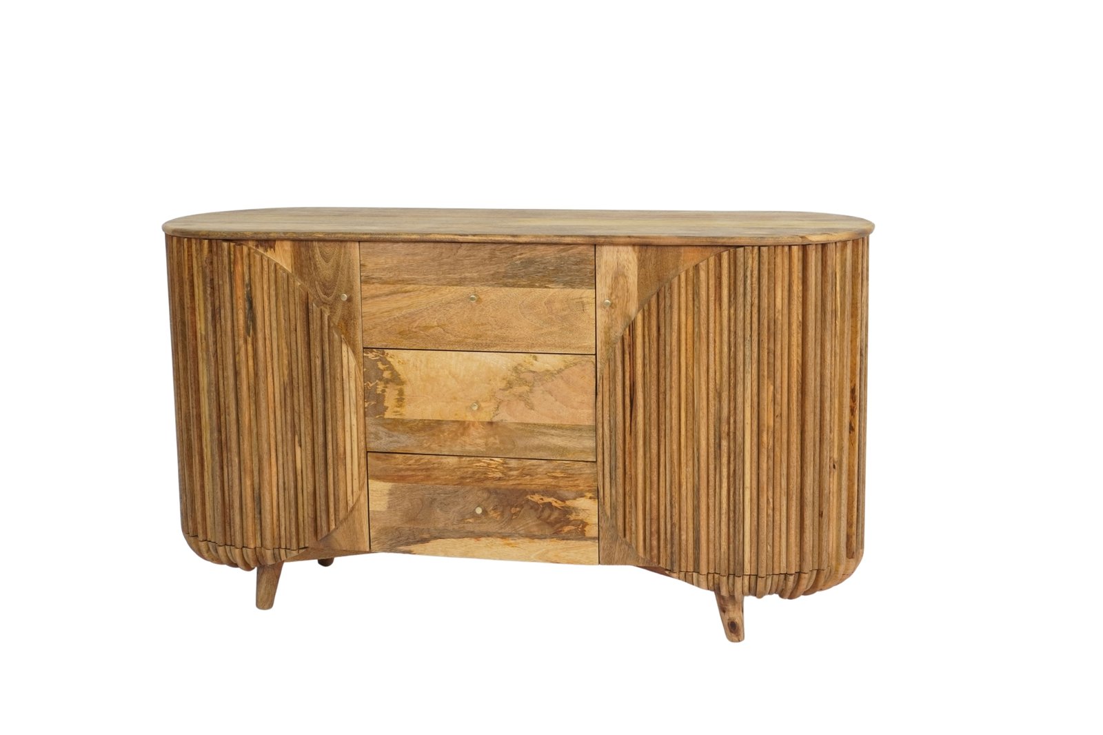 Wooden line pattern curved sideboard