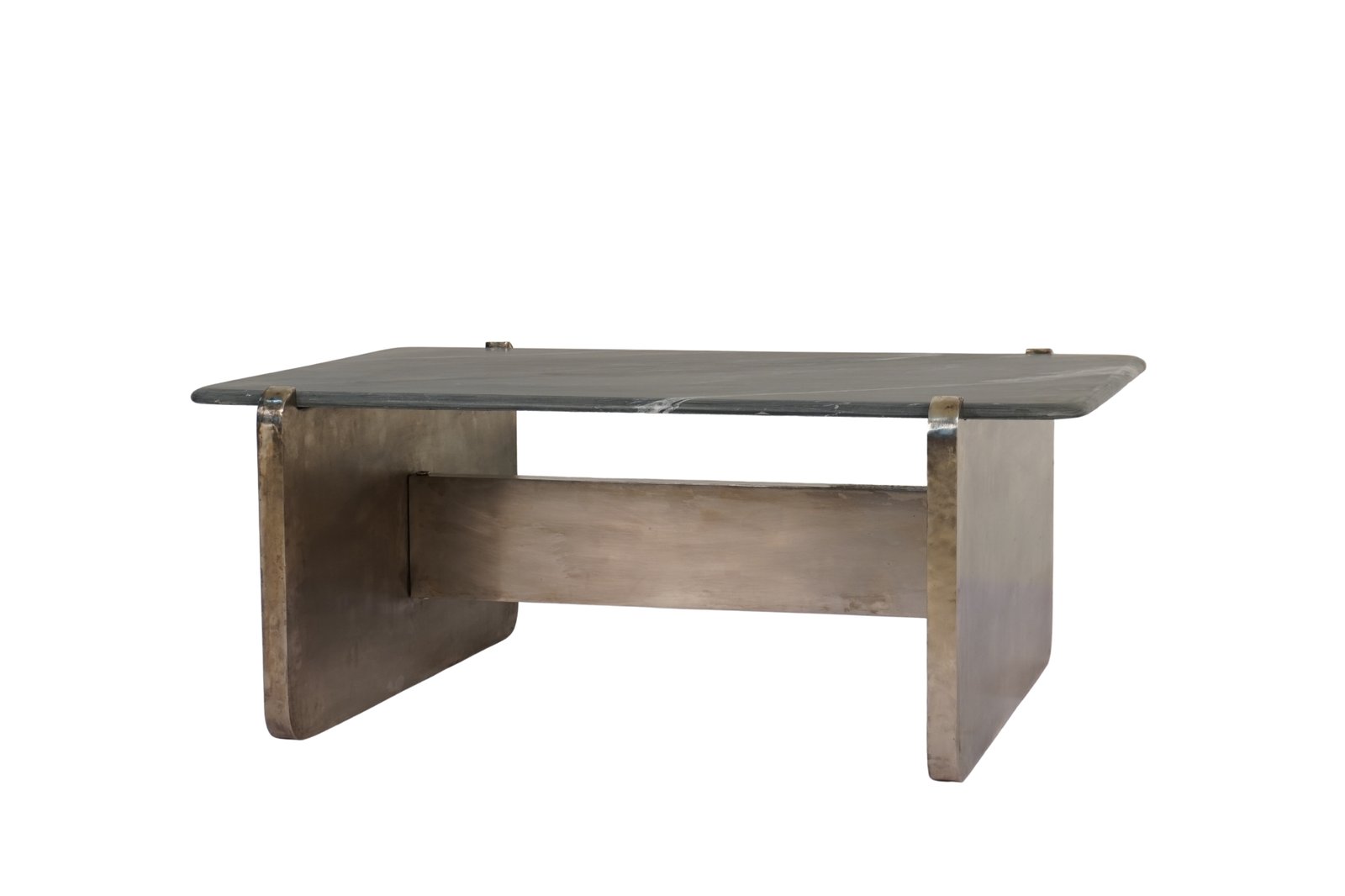 Iron Panel design coffee table with matt black marble top