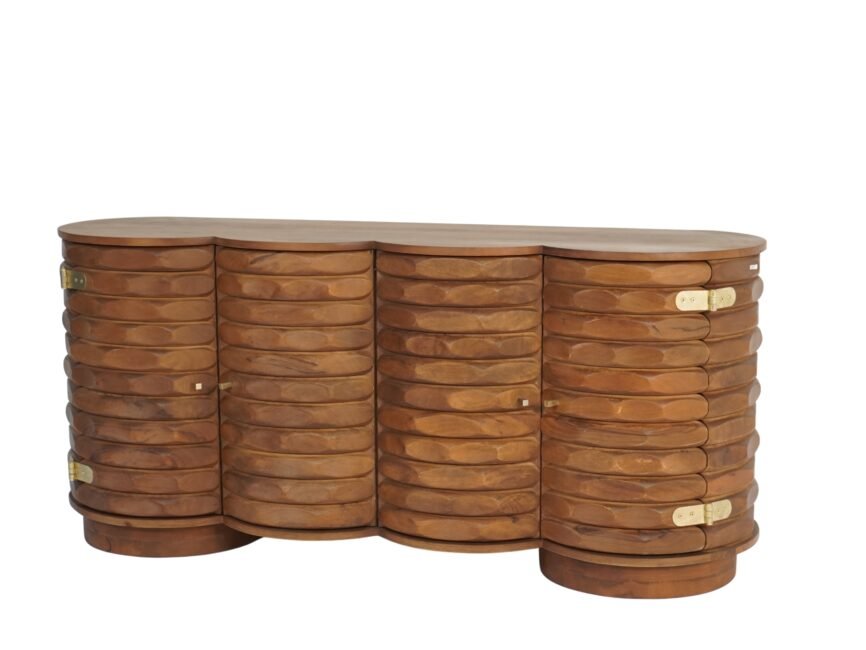 Wooden carved scallop design sideboard