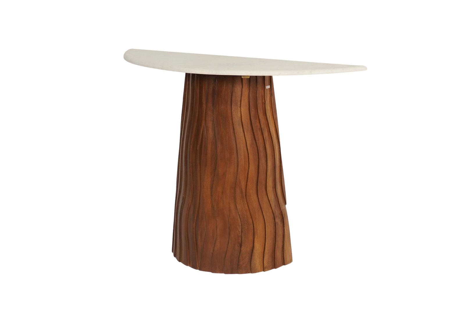 Wooden wave design console with marble top