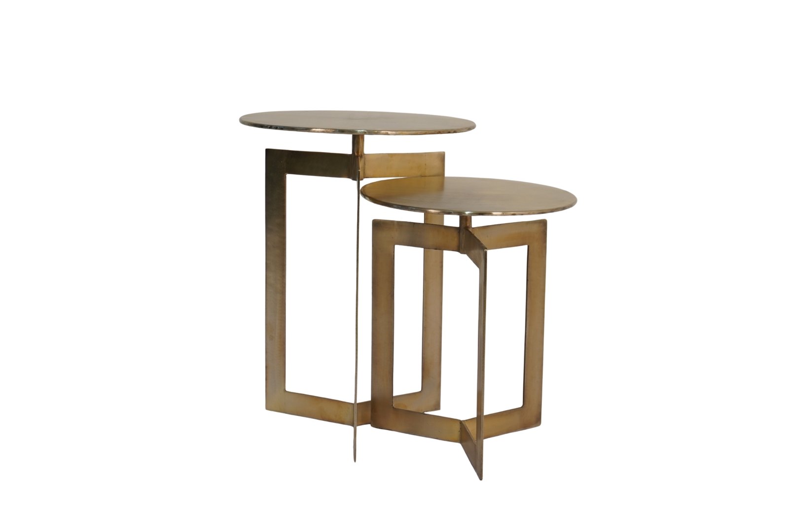 Iron forged wide strip design set of 2 tables with sheet top