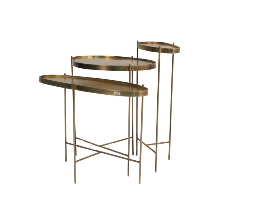 Iron multi shape set of 3 tables