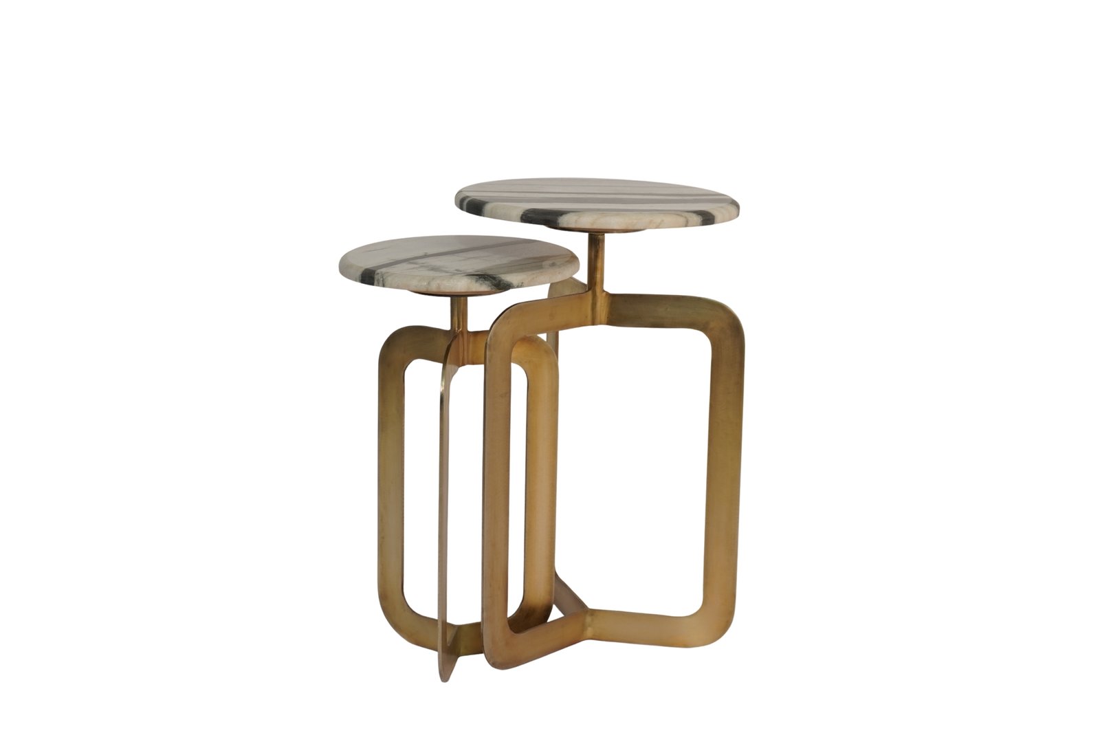 Iron forged panel design set of 2 tables with marble top