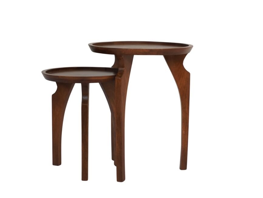Wooden carved design nesting tables