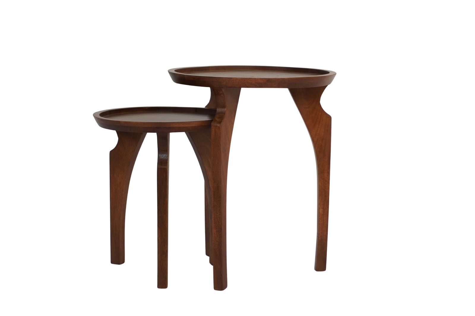 Wooden carved design nesting tables